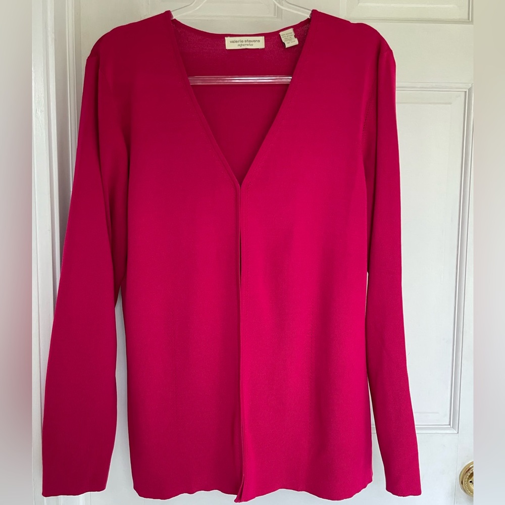 XL magenta pink cardigan by Valerie Stevens